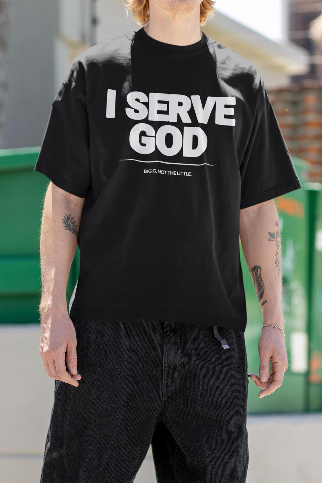 I Serve God Oversized Boxy Tee
